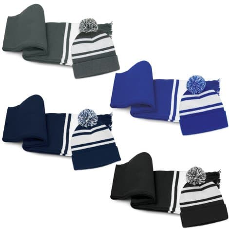 Commodore Scarf and Beanie with Pom Pom Set - Image 1