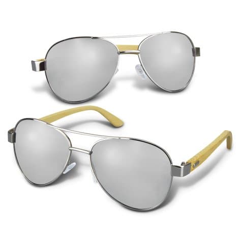 Aviator Mirror Lens Sunglasses - Bamboo - Image 1