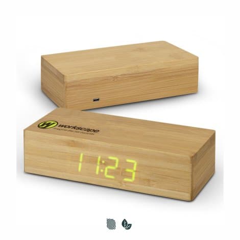 Bamboo Wireless Charging Clock - Image 1